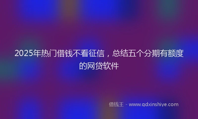 2025年热门借钱不看征信，总结五个分期有额度的网贷软件