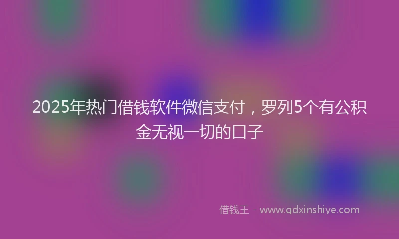 2025年热门借钱软件微信支付，罗列5个有公积金无视一切的口子