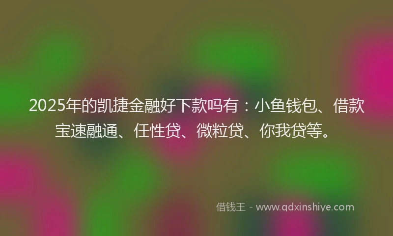 2025年的凯捷金融好下款吗有：小鱼钱包、借款宝速融通、任性贷、微粒贷、你我贷等。