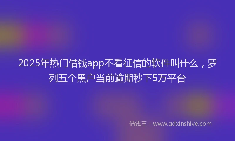 2025年热门借钱app不看征信的软件叫什么，罗列五个黑户当前逾期秒下5万平台