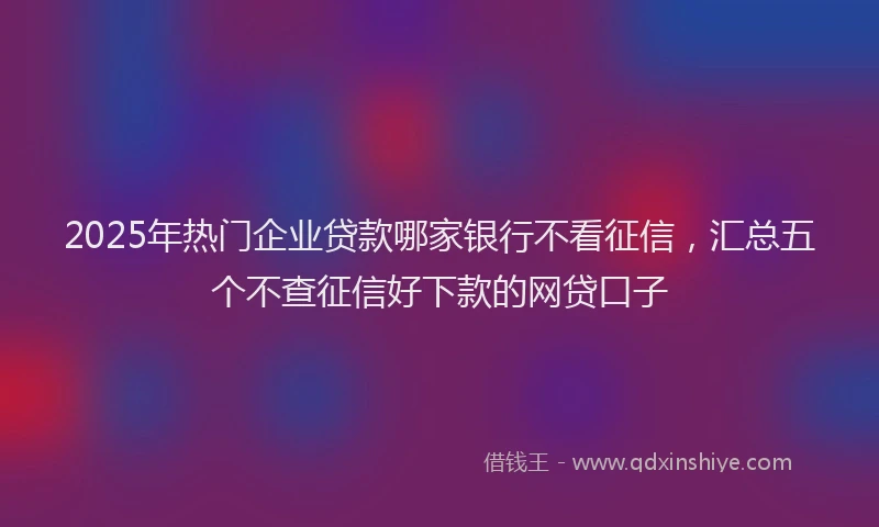 2025年热门企业贷款哪家银行不看征信，汇总五个不查征信好下款的网贷口子