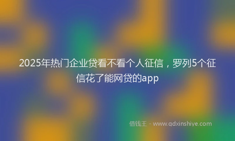 2025年热门企业贷看不看个人征信，罗列5个征信花了能网贷的app