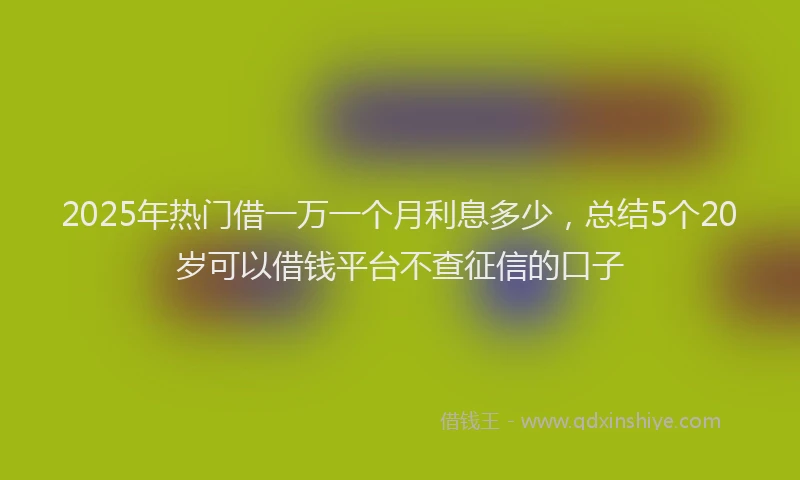 2025年热门借一万一个月利息多少，总结5个20岁可以借钱平台不查征信的口子