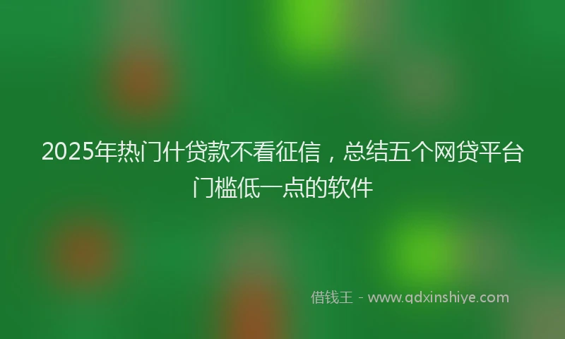 2025年热门什贷款不看征信，总结五个网贷平台门槛低一点的软件