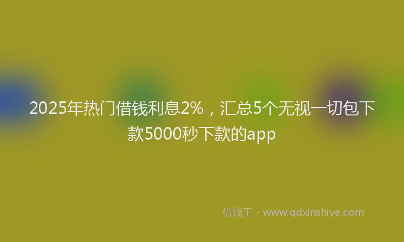 2025年热门借钱利息2%，汇总5个无视一切包下款5000秒下款的app