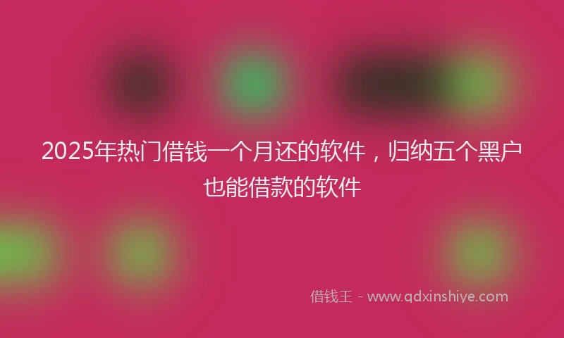 2025年热门借钱一个月还的软件，归纳五个黑户也能借款的软件