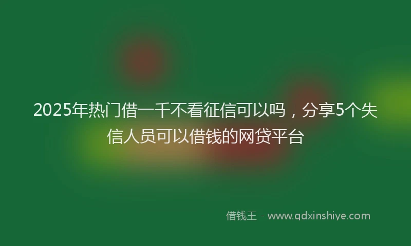 2025年热门借一千不看征信可以吗，分享5个失信人员可以借钱的网贷平台