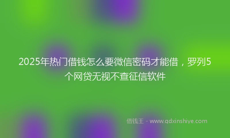 2025年热门借钱怎么要微信密码才能借，罗列5个网贷无视不查征信软件