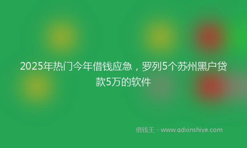 2025年热门今年借钱应急，罗列5个苏州黑户贷款5万的软件