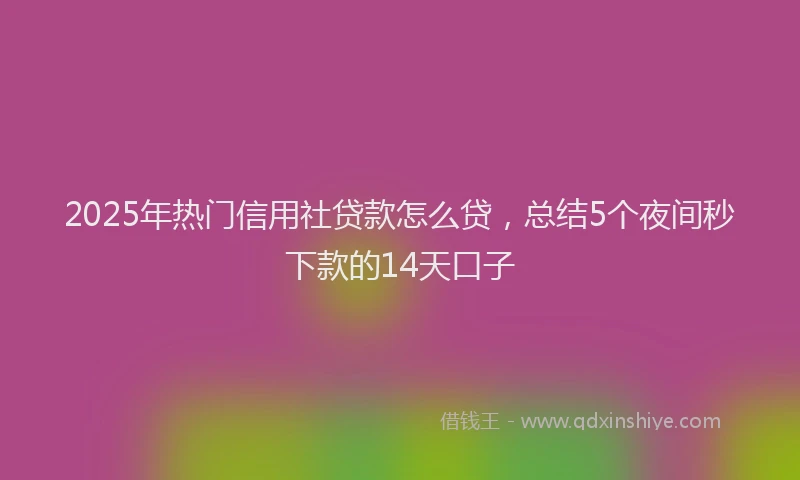 2025年热门信用社贷款怎么贷，总结5个夜间秒下款的14天口子