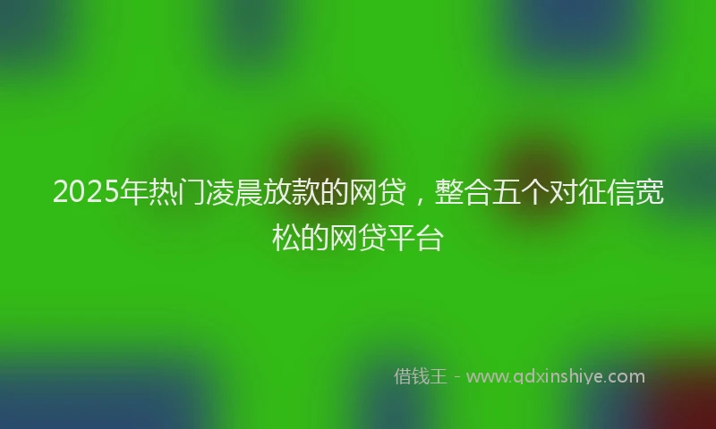 2025年热门凌晨放款的网贷，整合五个对征信宽松的网贷平台