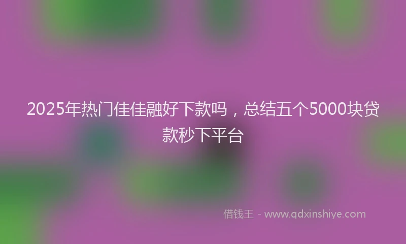 2025年热门佳佳融好下款吗，总结五个5000块贷款秒下平台