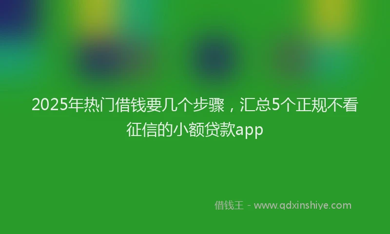 2025年热门借钱要几个步骤，汇总5个正规不看征信的小额贷款app