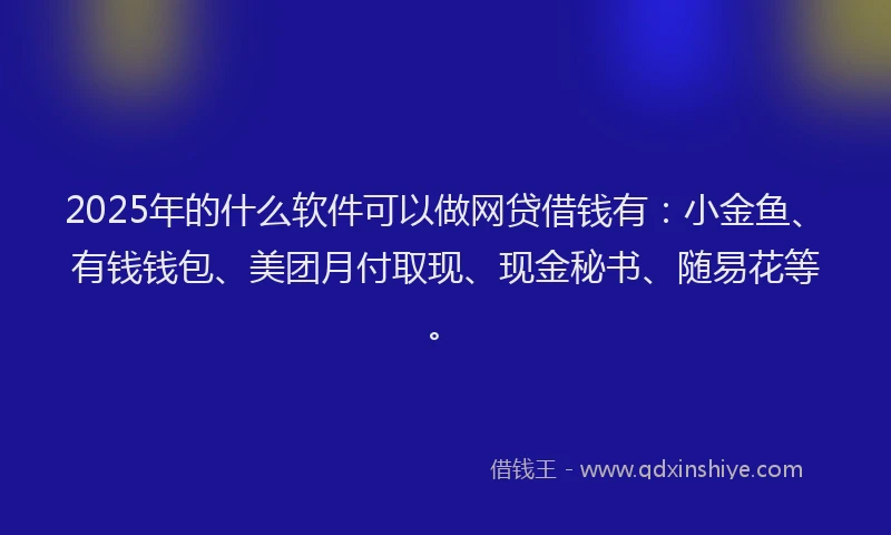 2025年的什么软件可以做网贷借钱有：小金鱼、有钱钱包、美团月付取现、现金秘书、随易花等。