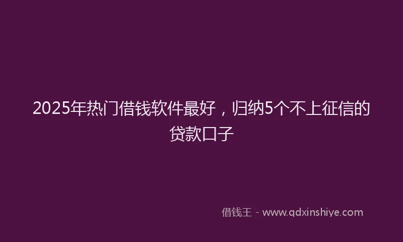 2025年热门借钱软件最好，归纳5个不上征信的贷款口子