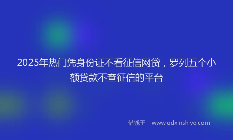 2025年热门凭身份证不看征信网贷，罗列五个小额贷款不查征信的平台