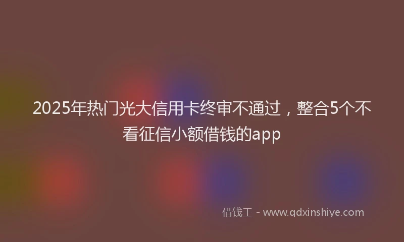 2025年热门光大信用卡终审不通过，整合5个不看征信小额借钱的app