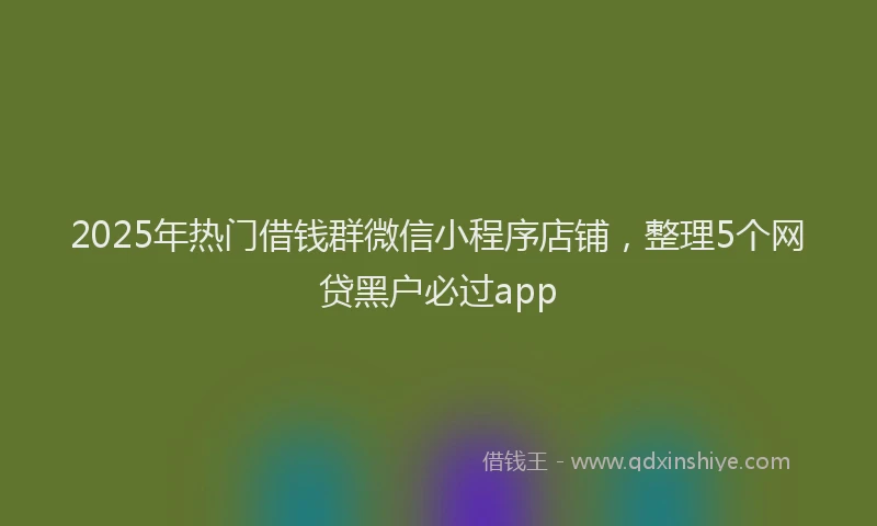 2025年热门借钱群微信小程序店铺，整理5个网贷黑户必过app