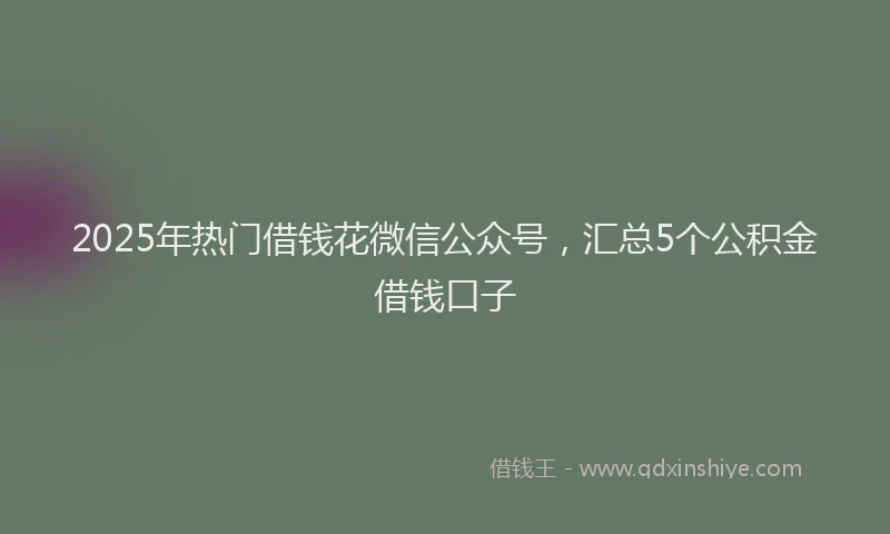 2025年热门借钱花微信公众号，汇总5个公积金借钱口子