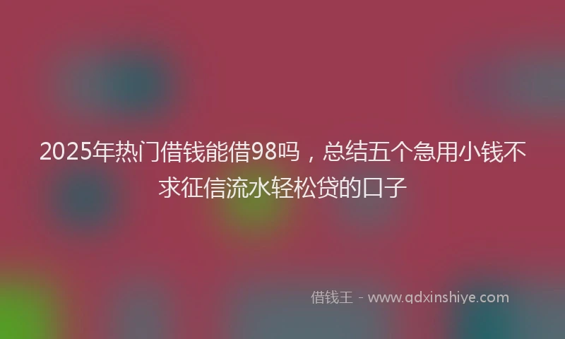 2025年热门借钱能借98吗，总结五个急用小钱不求征信流水轻松贷的口子