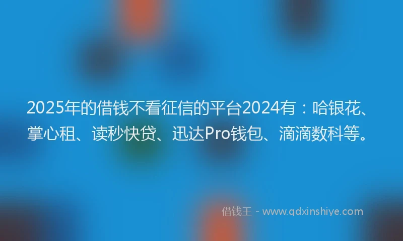 2025年的借钱不看征信的平台2024有：哈银花、掌心租、读秒快贷、迅达Pro钱包、滴滴数科等。
