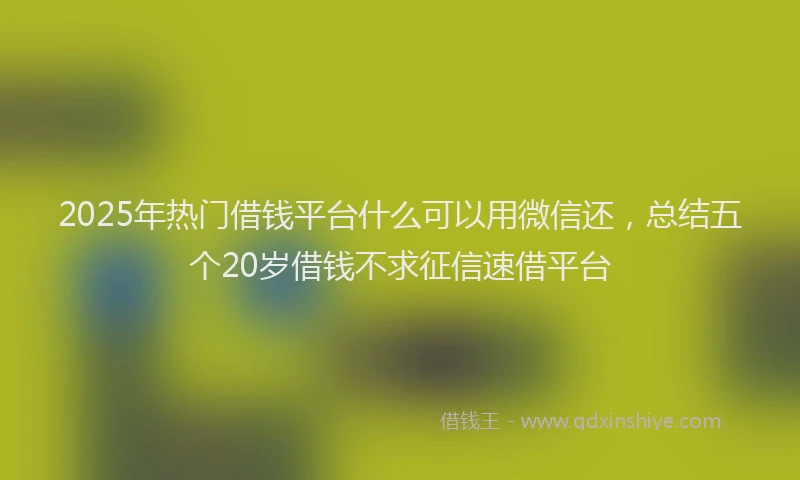 2025年热门借钱平台什么可以用微信还，总结五个20岁借钱不求征信速借平台
