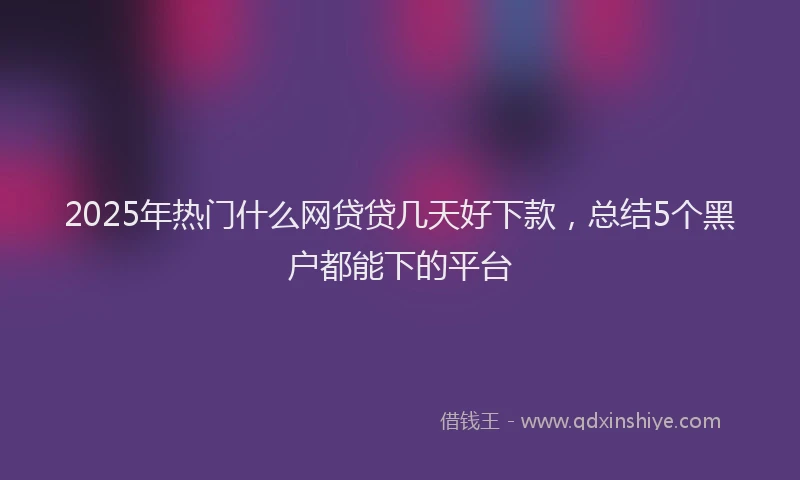 2025年热门什么网贷贷几天好下款，总结5个黑户都能下的平台