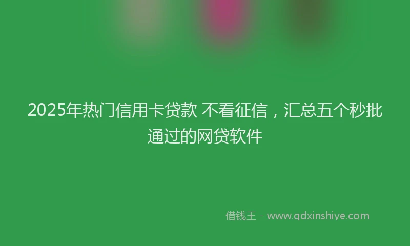 2025年热门信用卡贷款 不看征信，汇总五个秒批通过的网贷软件