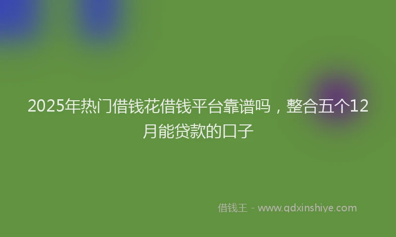 2025年热门借钱花借钱平台靠谱吗，整合五个12月能贷款的口子