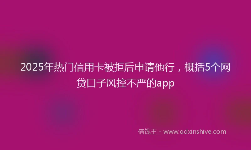 2025年热门信用卡被拒后申请他行，概括5个网贷口子风控不严的app