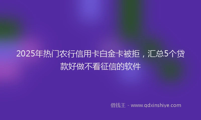 2025年热门农行信用卡白金卡被拒，汇总5个贷款好做不看征信的软件