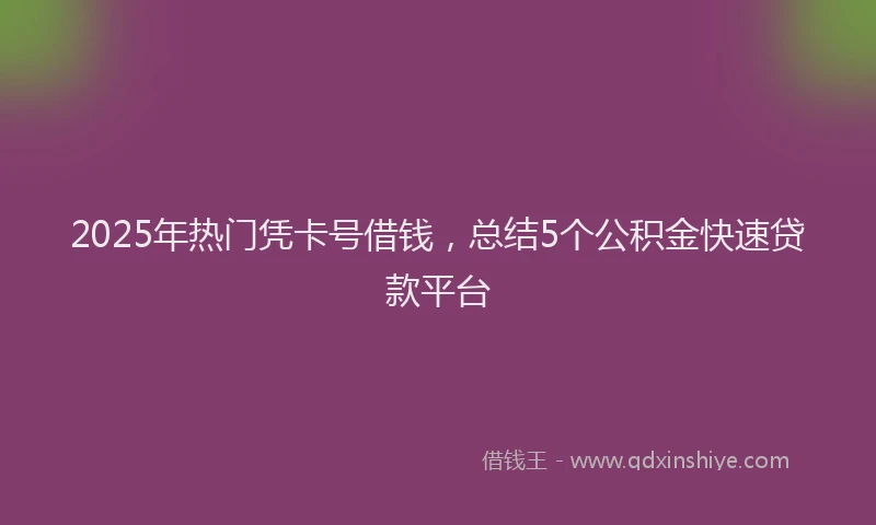 2025年热门凭卡号借钱，总结5个公积金快速贷款平台