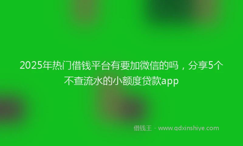 2025年热门借钱平台有要加微信的吗，分享5个不查流水的小额度贷款app