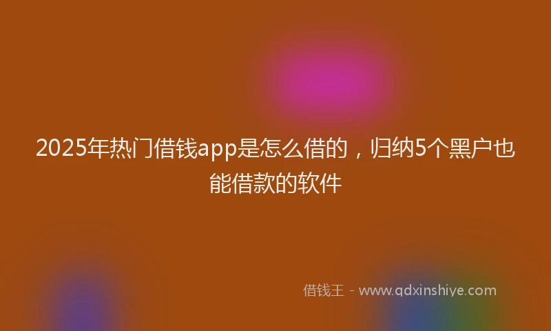2025年热门借钱app是怎么借的，归纳5个黑户也能借款的软件