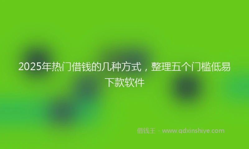 2025年热门借钱的几种方式，整理五个门槛低易下款软件