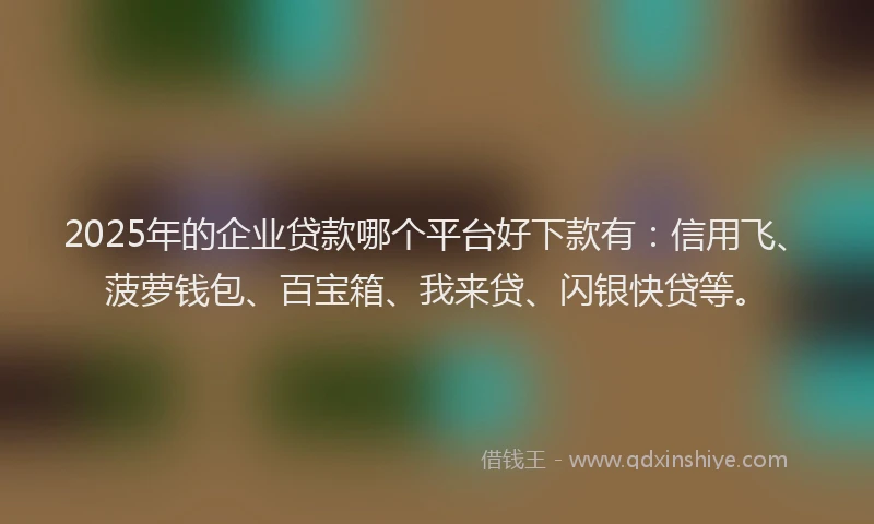 2025年的企业贷款哪个平台好下款有：信用飞、菠萝钱包、百宝箱、我来贷、闪银快贷等。