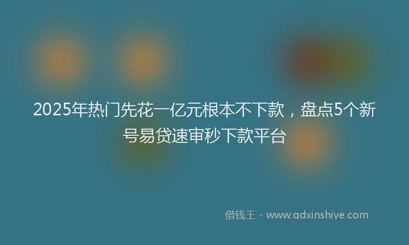 2025年热门先花一亿元根本不下款，盘点5个新号易贷速审秒下款平台