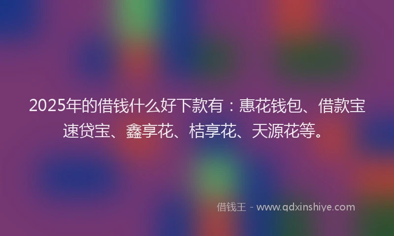 2025年的借钱什么好下款有：惠花钱包、借款宝速贷宝、鑫享花、桔享花、天源花等。