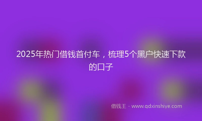 2025年热门借钱首付车，梳理5个黑户快速下款的口子