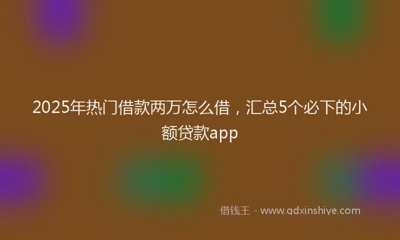 2025年热门借款两万怎么借，汇总5个必下的小额贷款app