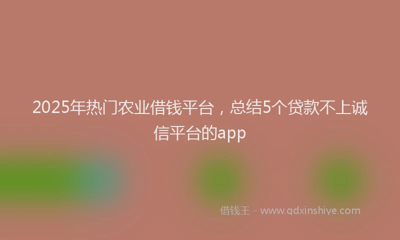 2025年热门农业借钱平台，总结5个贷款不上诚信平台的app