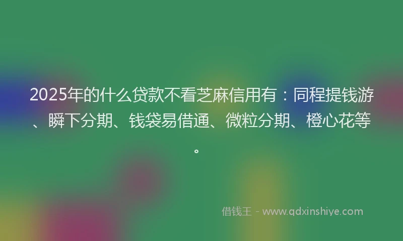 2025年的什么贷款不看芝麻信用有：同程提钱游、瞬下分期、钱袋易借通、微粒分期、橙心花等。
