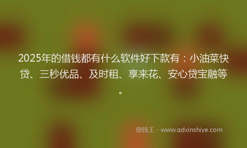 2025年的借钱都有什么软件好下款有：小油菜快贷、三秒优品、及时租、享来花、安心贷宝融等。