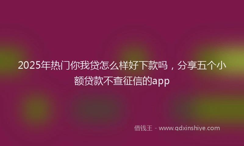 2025年热门你我贷怎么样好下款吗，分享五个小额贷款不查征信的app