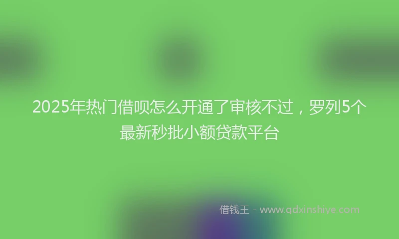 2025年热门借呗怎么开通了审核不过，罗列5个最新秒批小额贷款平台