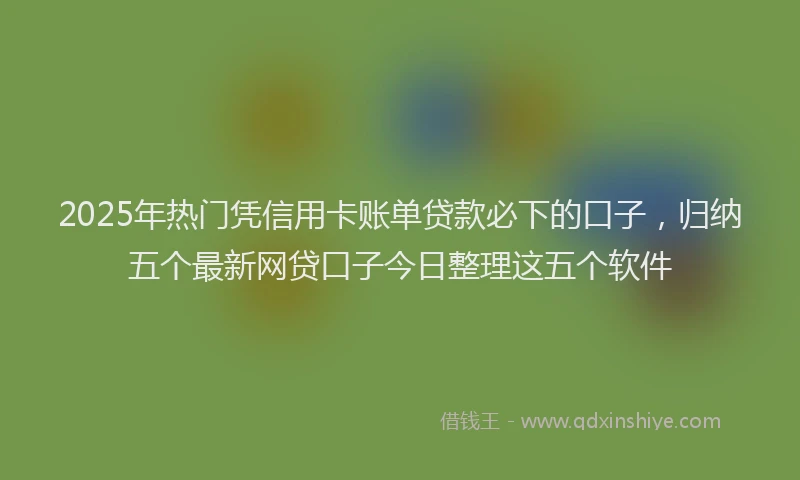 2025年热门凭信用卡账单贷款必下的口子，归纳五个最新网贷口子今日整理这五个软件