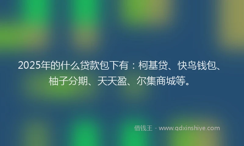 2025年的什么贷款包下有：柯基贷、快鸟钱包、柚子分期、天天盈、尔集商城等。