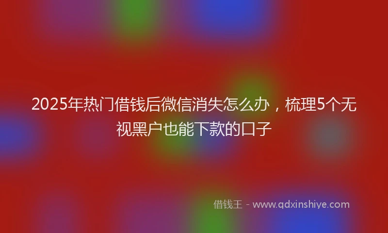 2025年热门借钱后微信消失怎么办，梳理5个无视黑户也能下款的口子