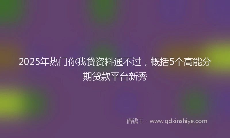 2025年热门你我贷资料通不过，概括5个高能分期贷款平台新秀