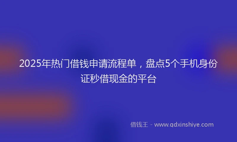 2025年热门借钱申请流程单，盘点5个手机身份证秒借现金的平台